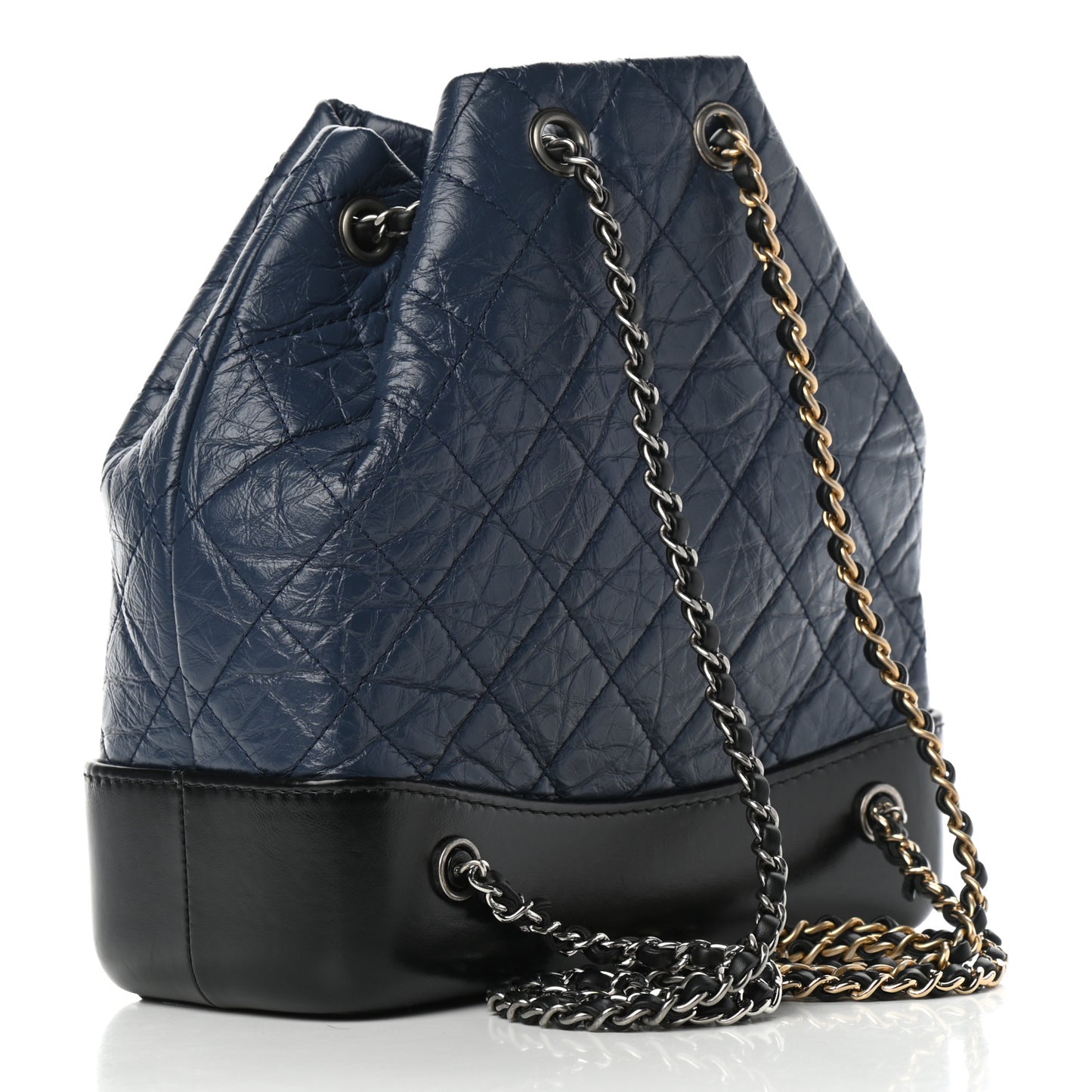 Aged Calfskin Quilted Small Gabrielle Backpack Blue Black