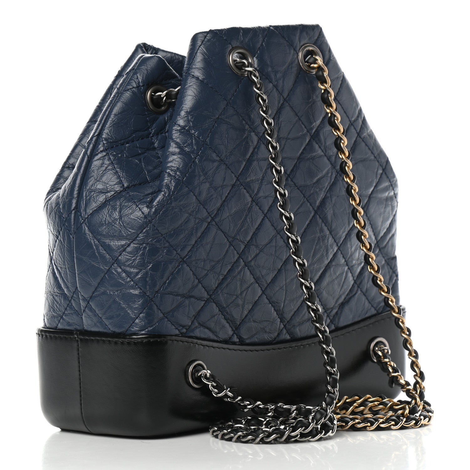 Chanel Aged Calfskin Quilted Small Gabrielle Backpack Blue Black 2 of 6