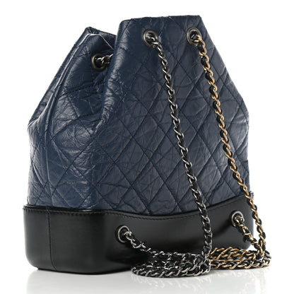 Chanel Aged Calfskin Quilted Small Gabrielle Backpack Blue Black 2 of 6