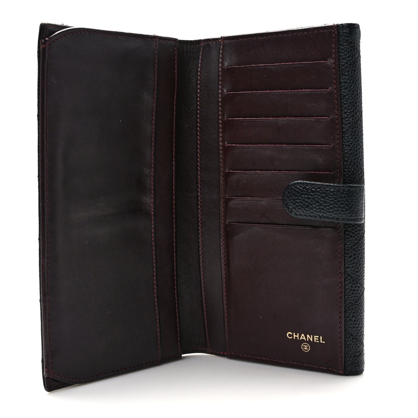 Caviar Quilted Long Flap Wallet Black