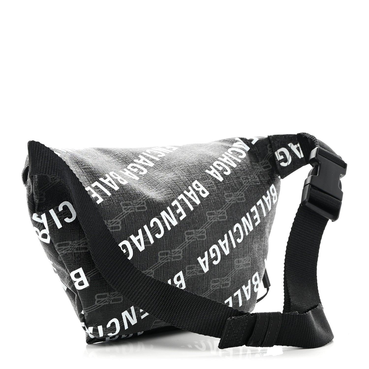 Balenciaga Coated Canvas BB Monogram Allover Logo Medium Signature Beltpack Black Grey White 3 of 10