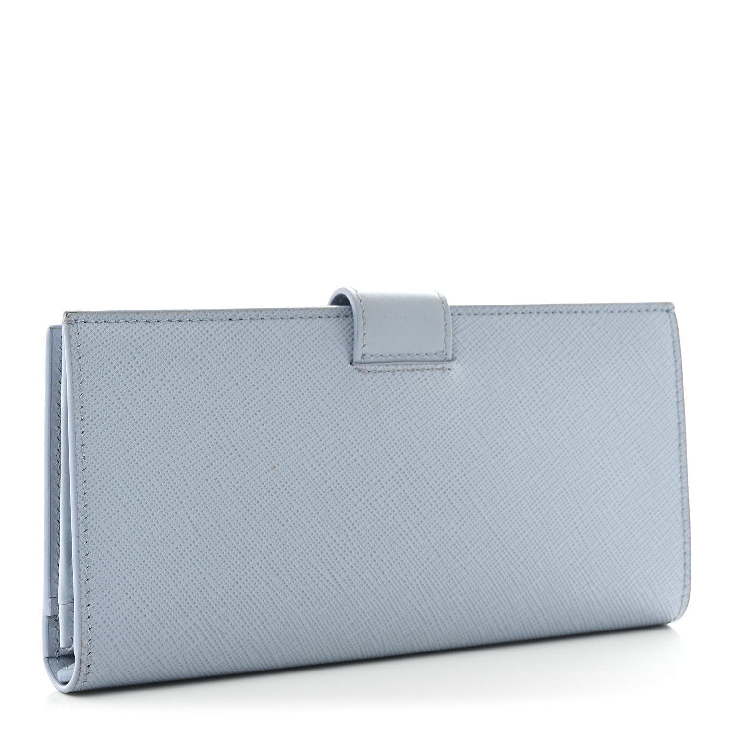 Prada Saffiano Smooth Calfskin Large Tab Wallet Light Blue 3 of 8