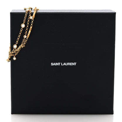 Saint Laurent Brass Crystal Monogram Multi Strand Bracelet M Gold 5 of 5