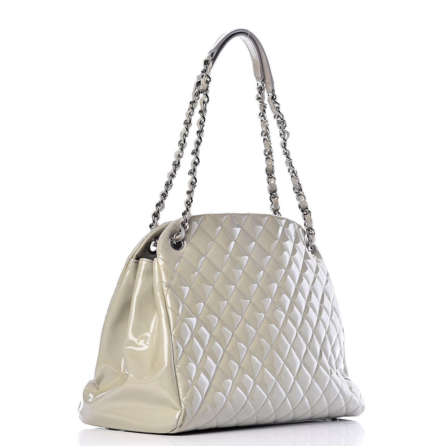Patent Quilted Large Just Mademoiselle Bowling Bag Grey