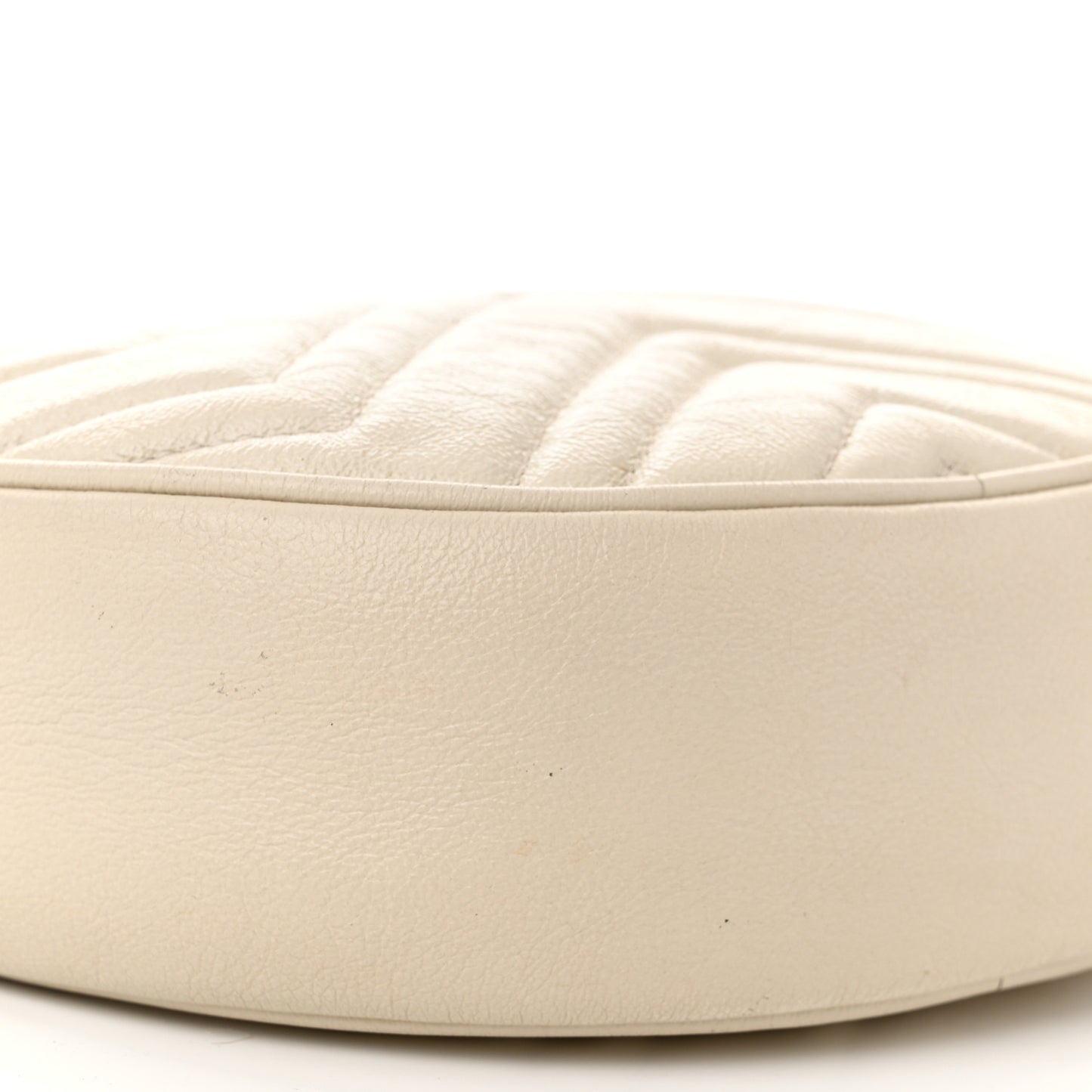 Calfskin Matelasse Mini GG Marmont Round Shoulder Bag White