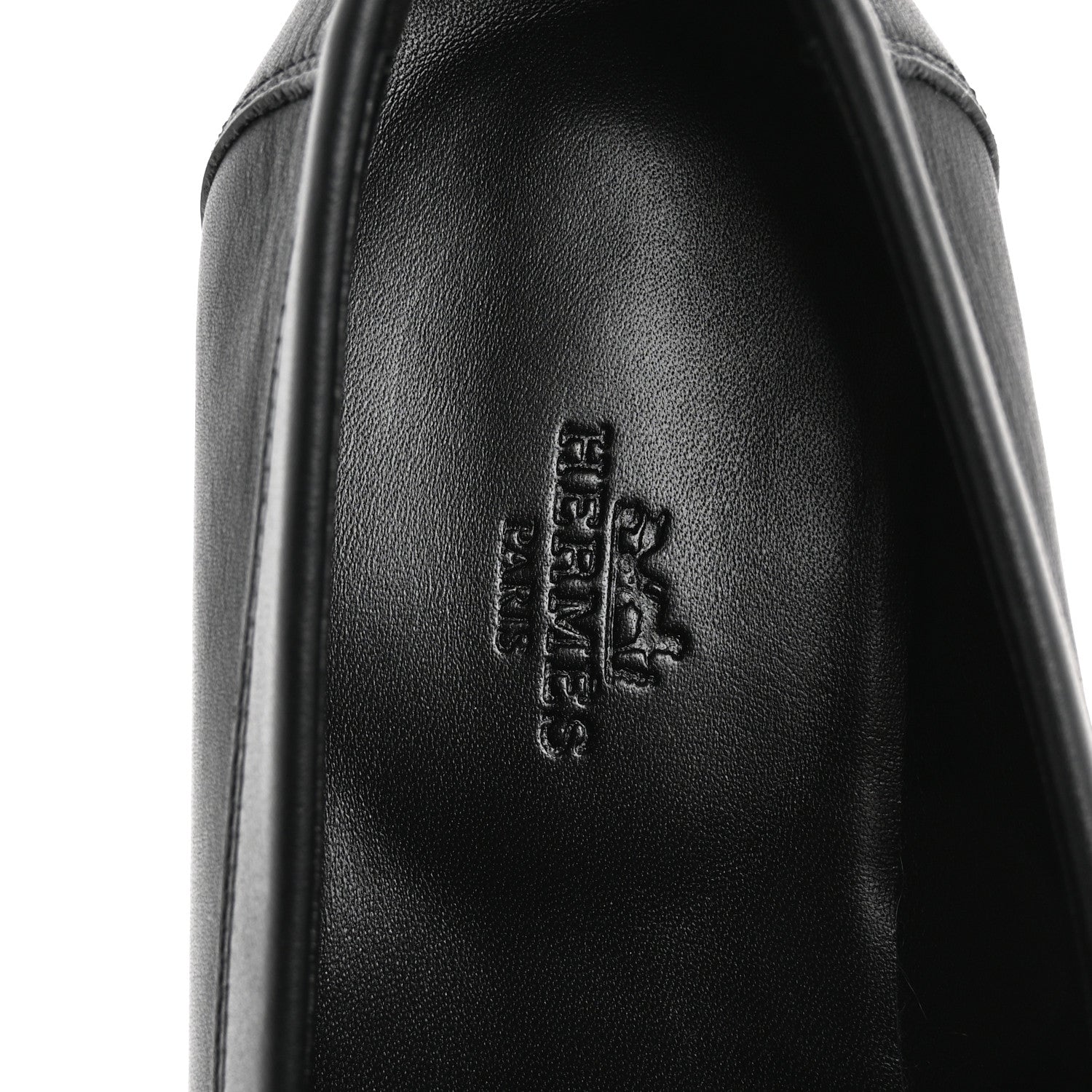 Hermes Fringed Calfskin Womens Destin Loafer 38 Black 7 of 10