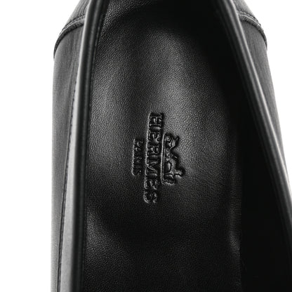 Hermes Fringed Calfskin Womens Destin Loafer 38 Black 7 of 10