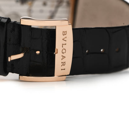Bulgari 18K Rose Gold Alligator 40mm Octo Finissimo Extra Thin Manual Winding Watch Black 8 of 10