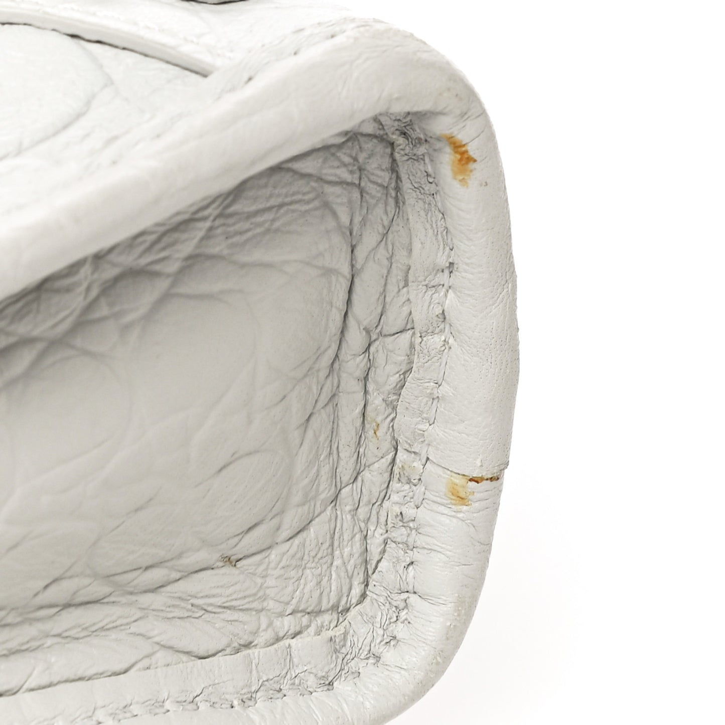 Matte Supple Lambskin Crocodile Embossed Classic Silver Hardware Nano City White