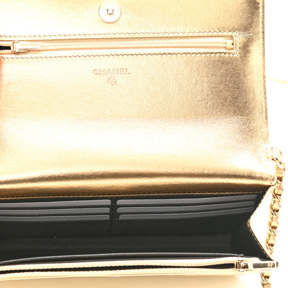 Chanel Hammered Metallic Calfskin Quilted Wallet On Chain WOC Gold 5 of 13