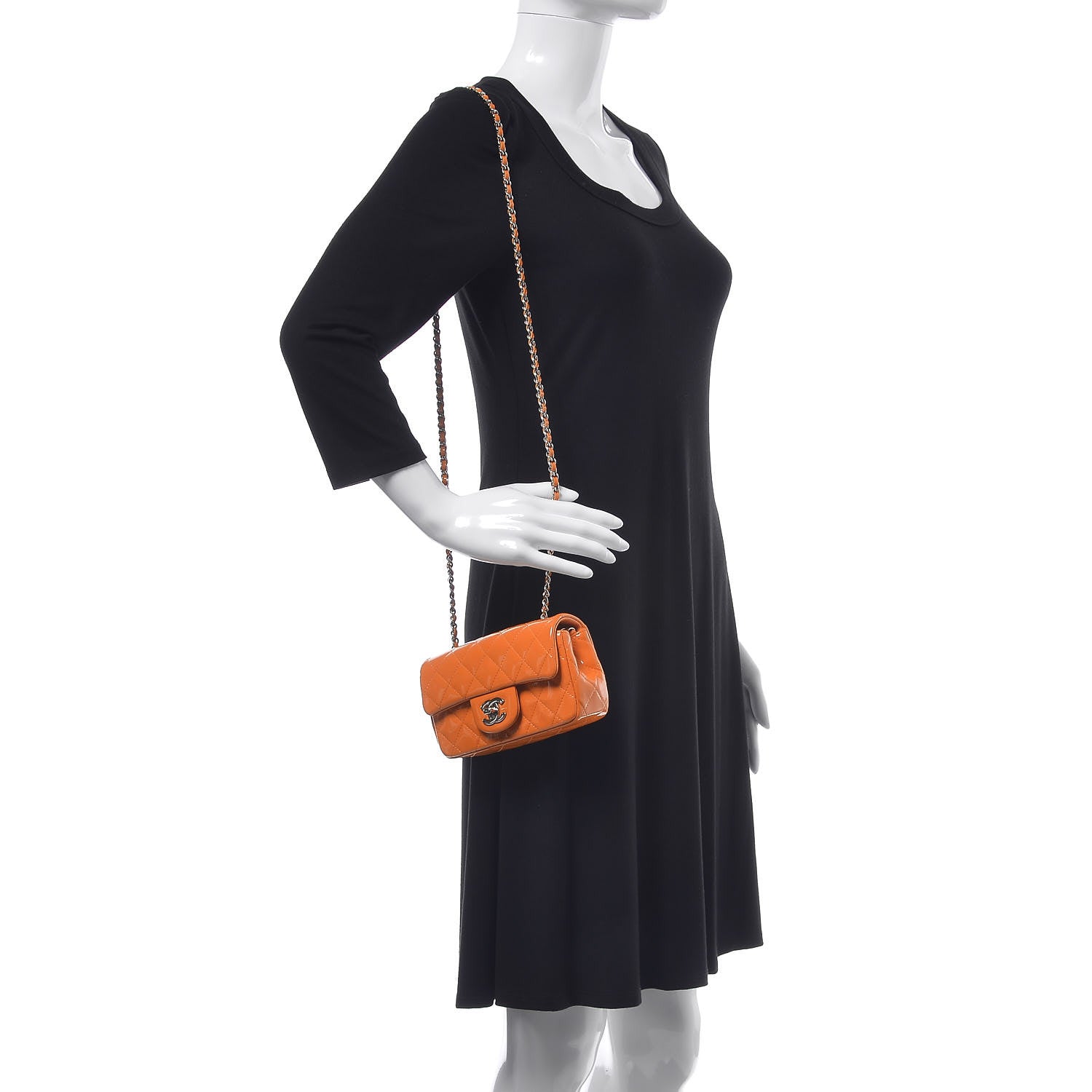 Chanel Patent Quilted Extra Mini Flap Light Orange 2 of 10