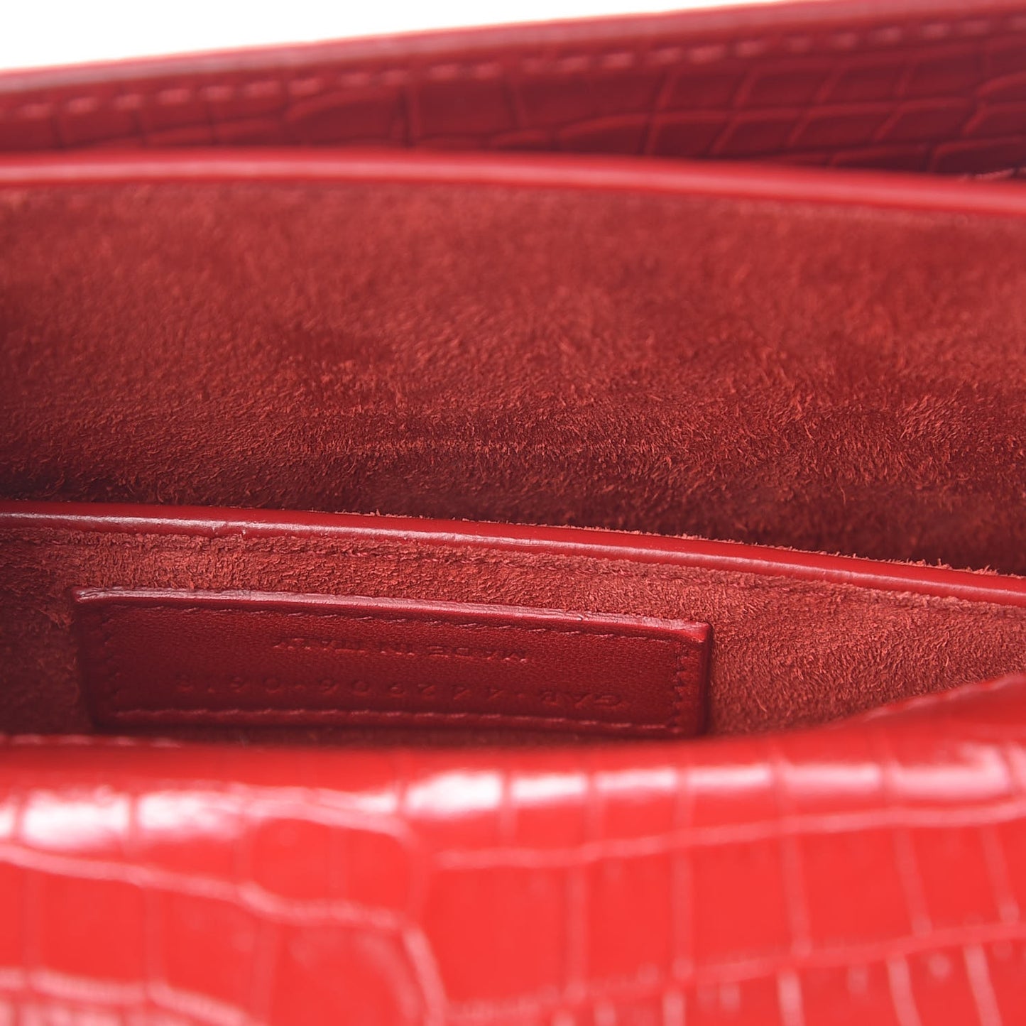Calfskin Crocodile Embossed Medium Monogram Sunset Rouge Eros