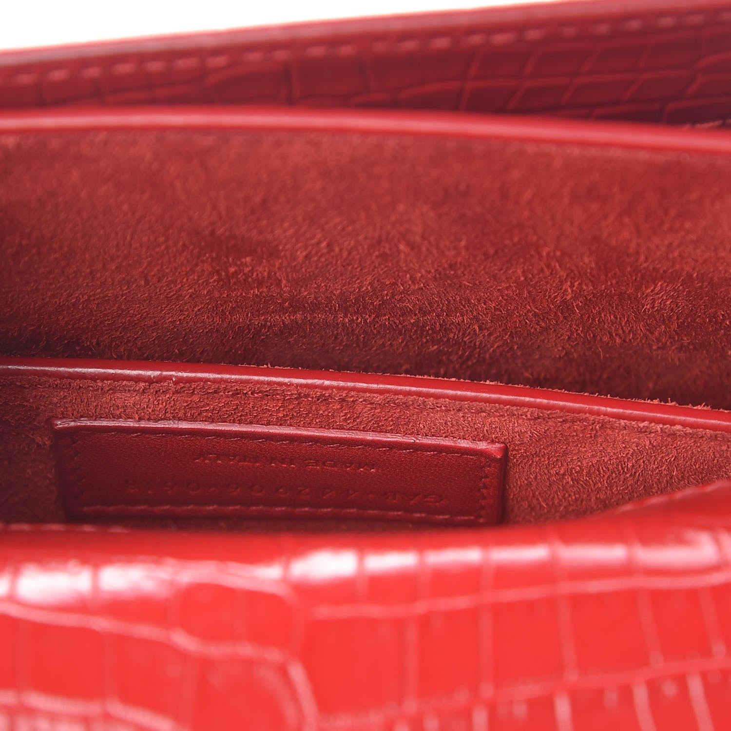 Saint Laurent Calfskin Crocodile Embossed Medium Monogram Sunset Rouge Eros 7 of 12
