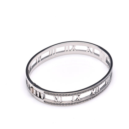 Tiffany 18K White Gold Diamond Atlas Open Hinged Bangle Bracelet 4 of 8