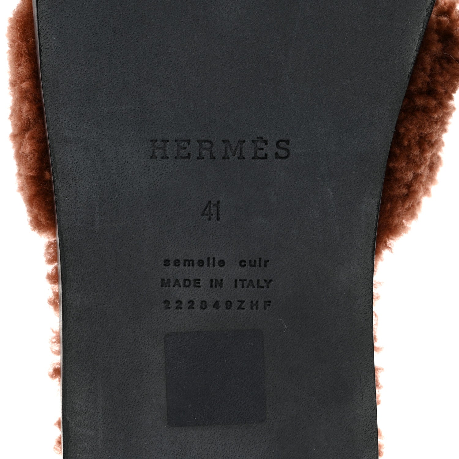 Hermes Woolskin Mens Izmir Sandals 41 Cognac 8 of 9