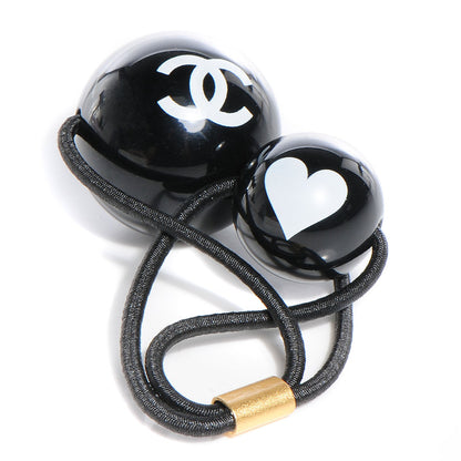 Chanel Resin CC Heart Hair Tie Black White 3 of 3