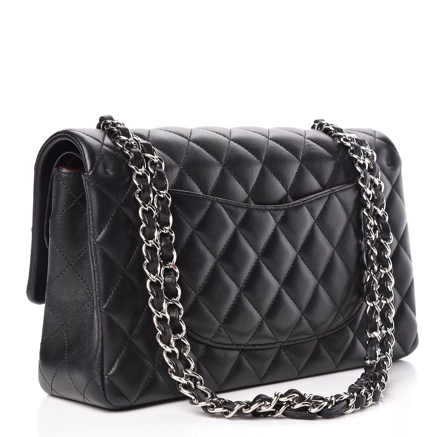Lambskin Quilted Medium Double Flap Black