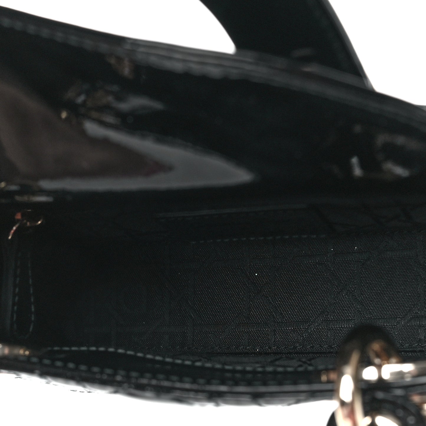 Patent Cannage Mini Lady Dior Black