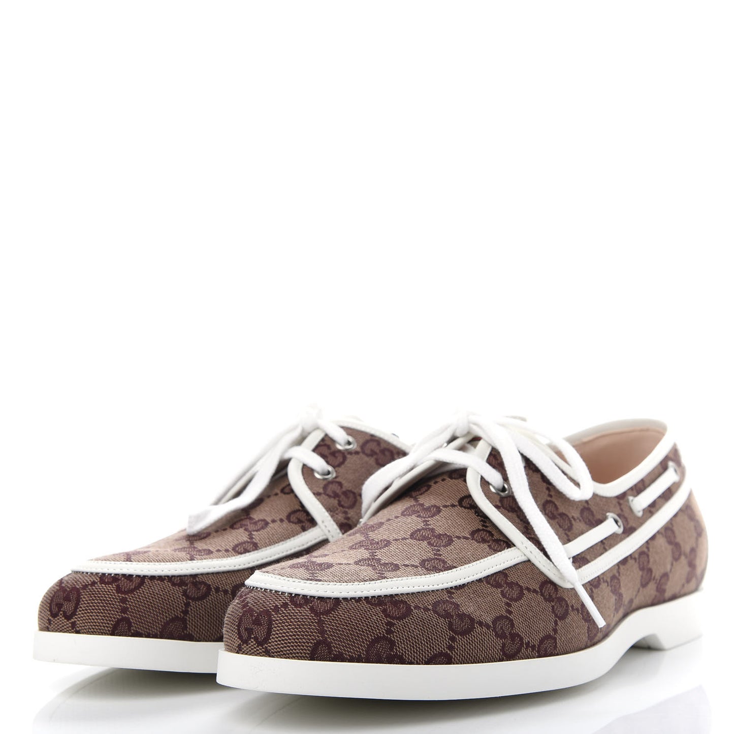 Monogram Mens Boat Shoes 9 Sahara Rubino White