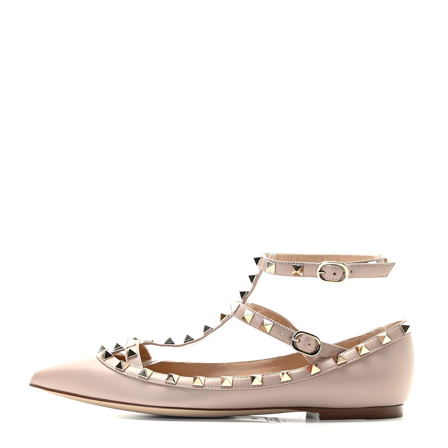 Nappa Rockstud Cage Ballerina Flats 39 Poudre
