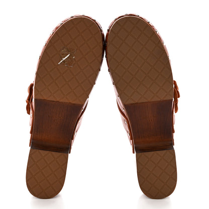 Chanel Calfskin Camellia Clogs 41 Brown 5 of 12