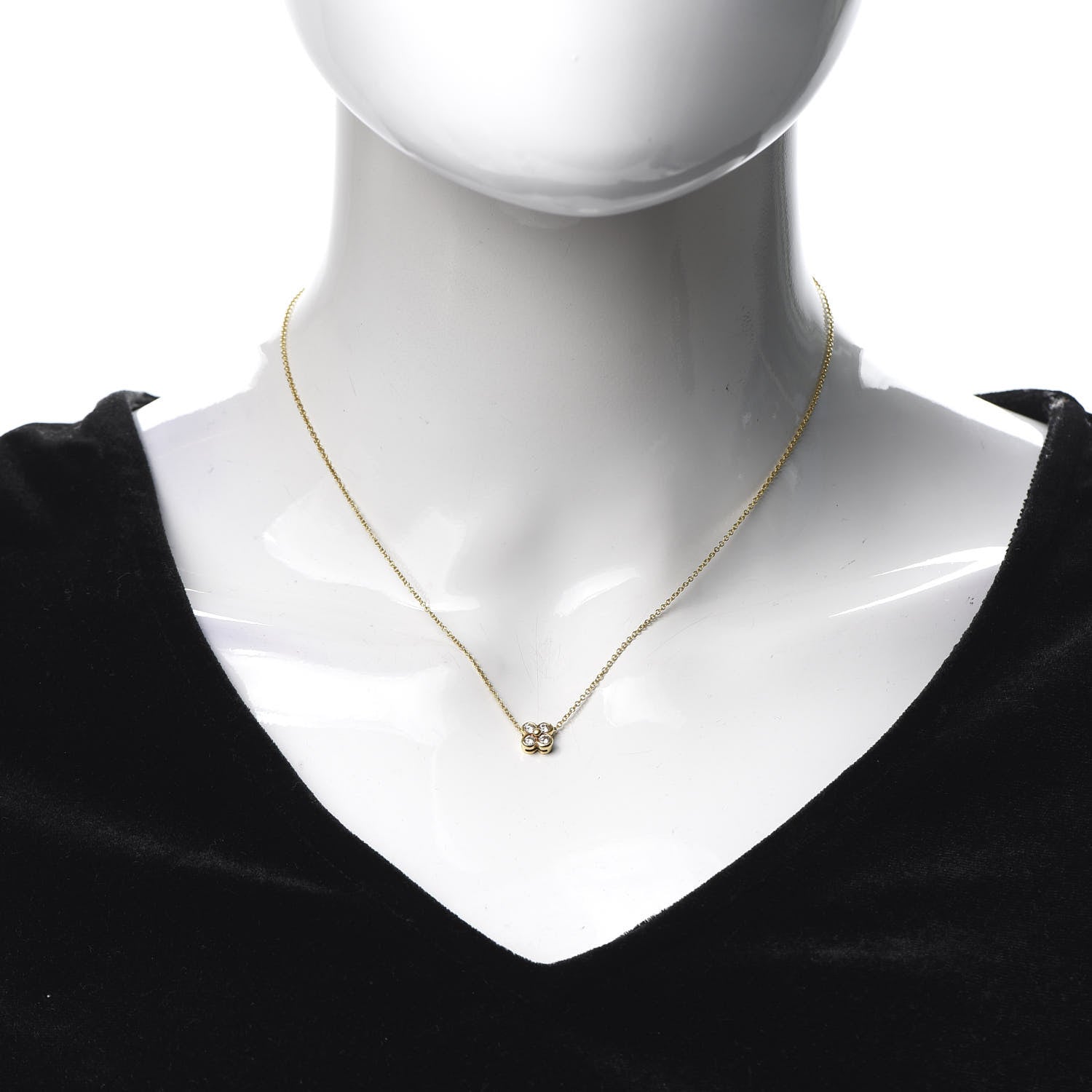 Tiffany 18K Yellow Gold Diamond Flower Pendant Necklace 2 of 5