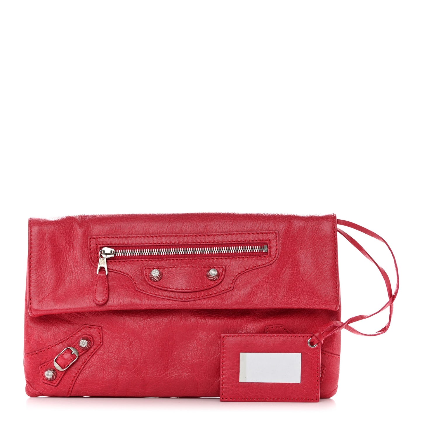 Agneau Giant 12 Silver Hardware Envelope Clutch Rose Thulian
