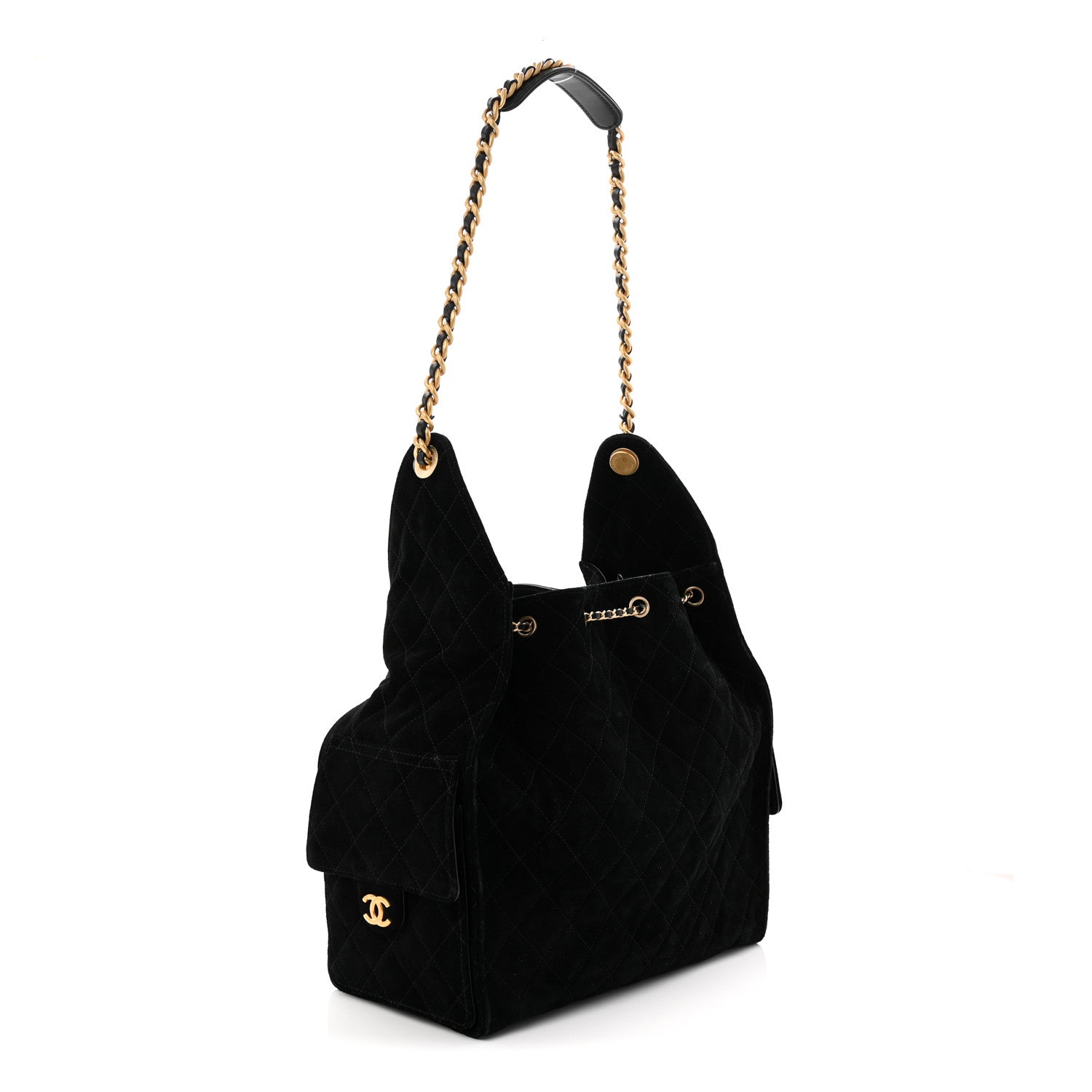 Chanel Suede Quilted Medium Chanel 25 Handbag Black 3 of 10