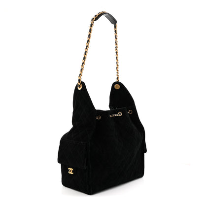 Chanel Suede Quilted Medium Chanel 25 Handbag Black 3 of 10