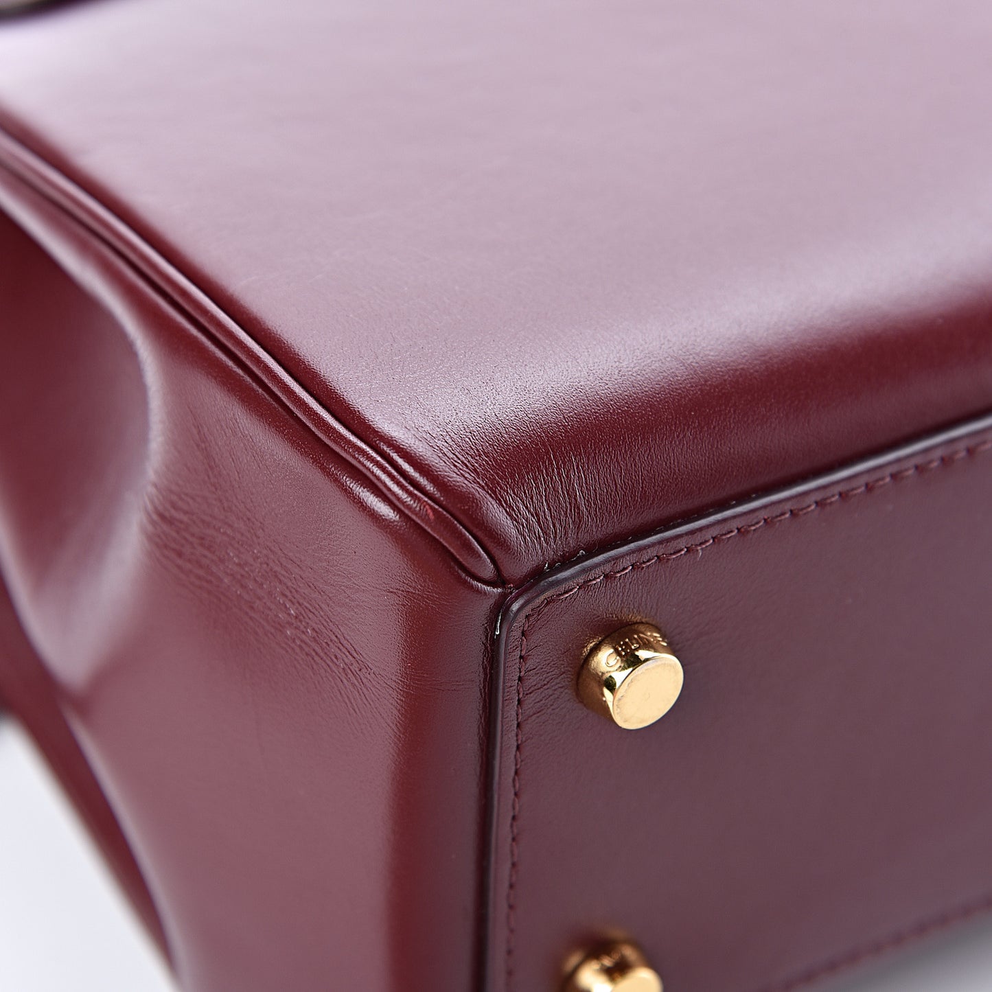 Satinated Calfskin Small 16 Top Handle Bag Light Burgundy