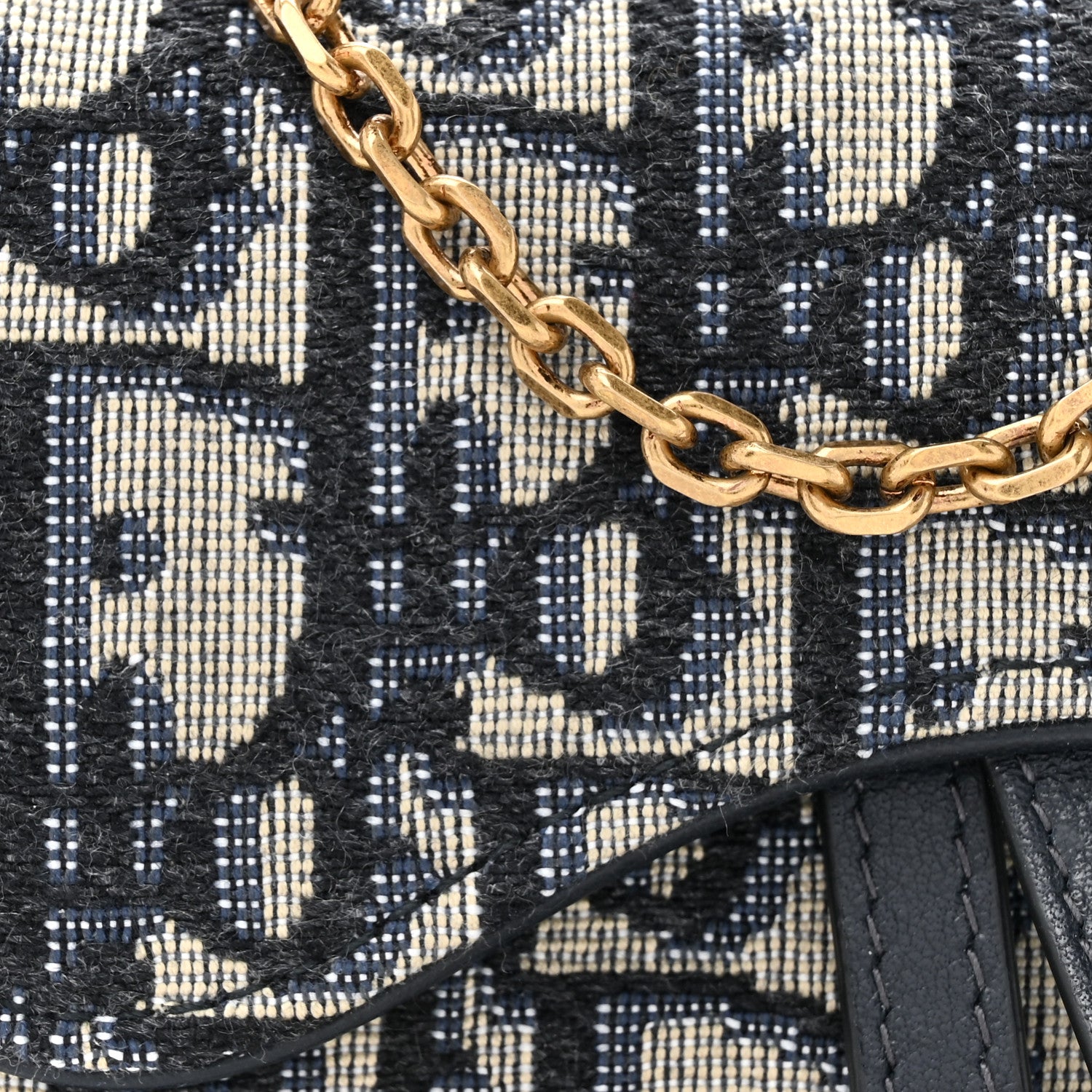 Christian Dior Oblique Nano Saddle Chain Pouch Blue 7 of 10