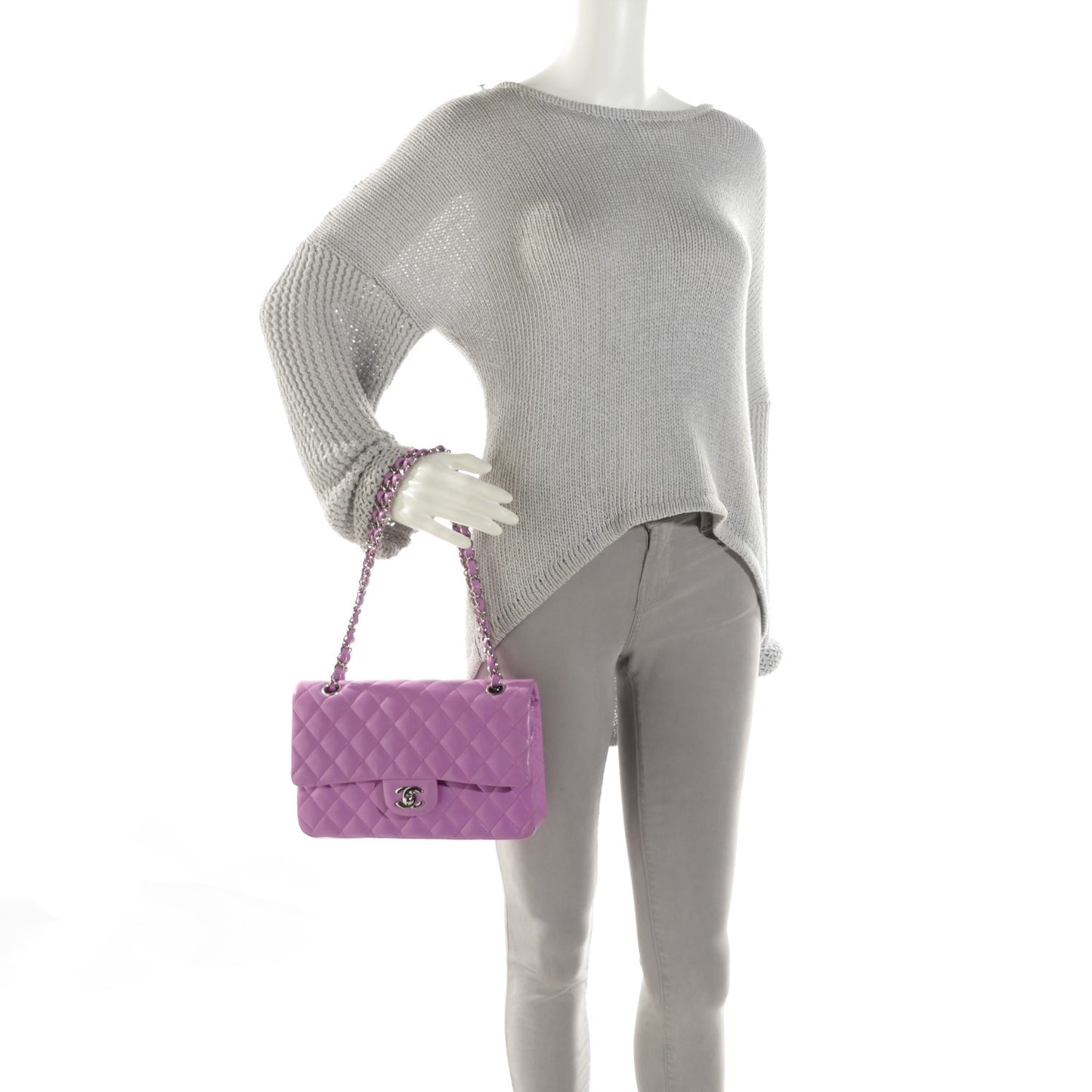 Lambskin Quilted Medium Double Flap Pink