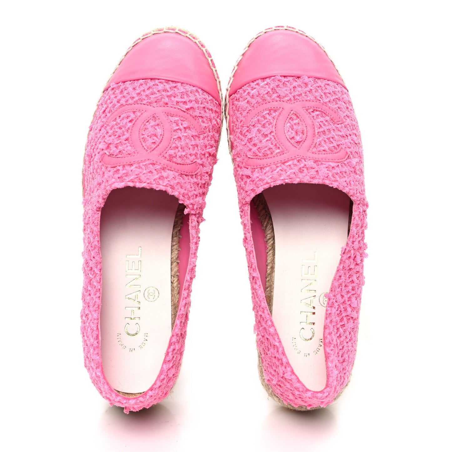 Tweed Lambskin CC Espadrilles 36 Pink