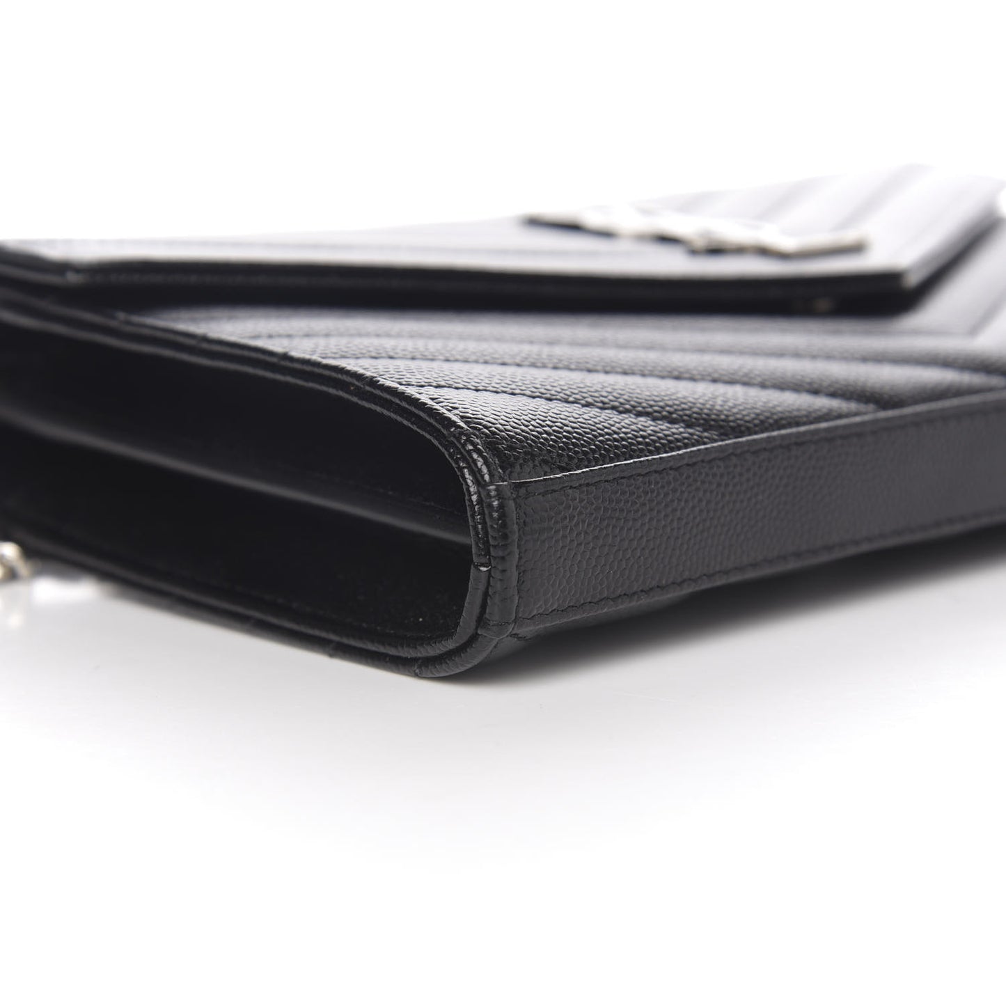 Grain De Poudre Matelasse Chevron Monogram Chain Wallet Black
