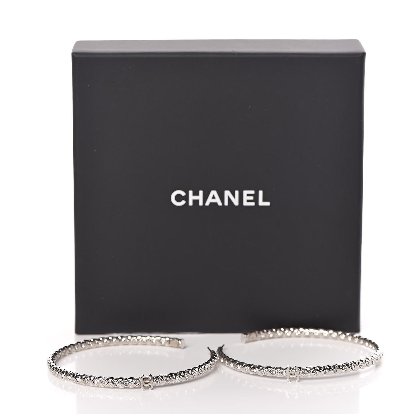 Crystal CC Hoop Earrings Silver