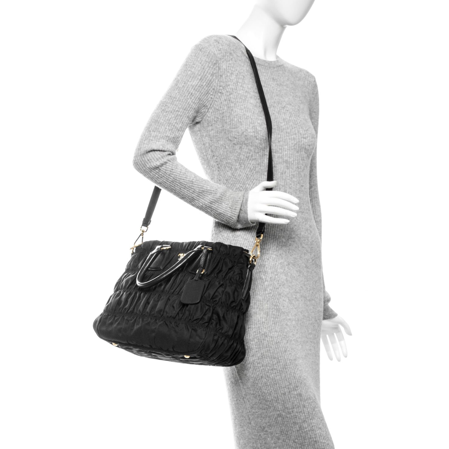 Tessuto Nylon Gaufre Tote Nero Black
