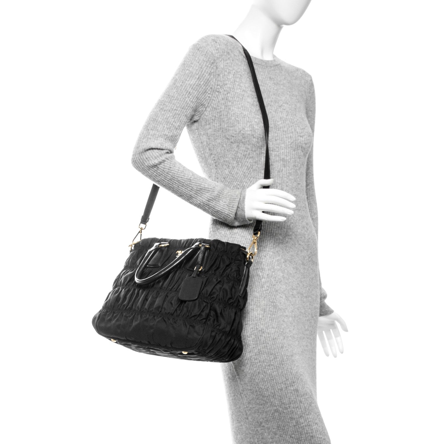 Prada Tessuto Nylon Gaufre Tote Nero Black 2 of 9