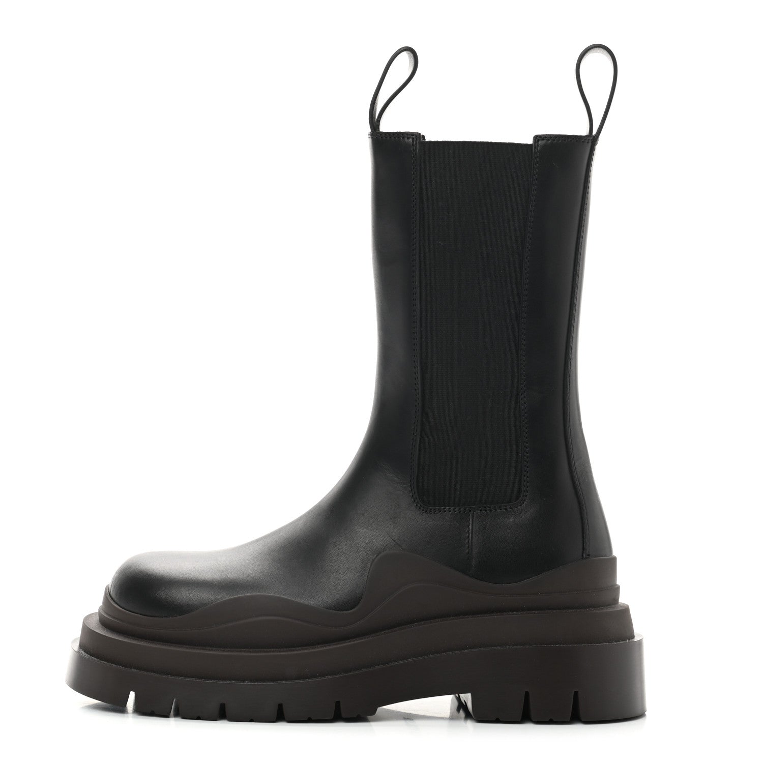 Bottega Veneta Calfskin The Tire Chelsea Boots 35.5 Black Camping 1 of 6