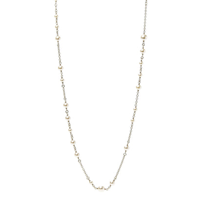 Chanel Graduated Pearl Crystal CC Long Necklace Gold Pearly White 1 of 6