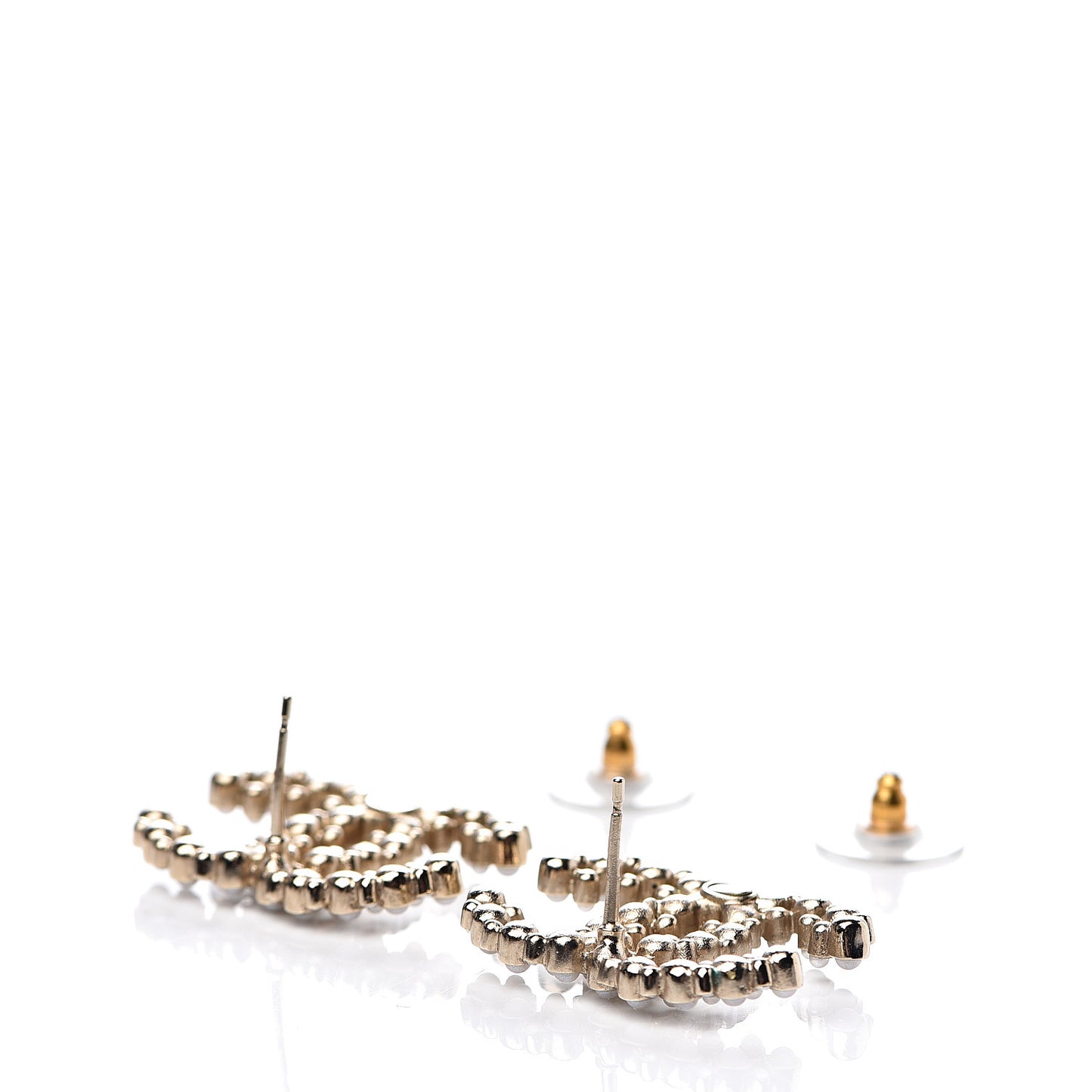 Pearl Crystal CC Earrings Gold