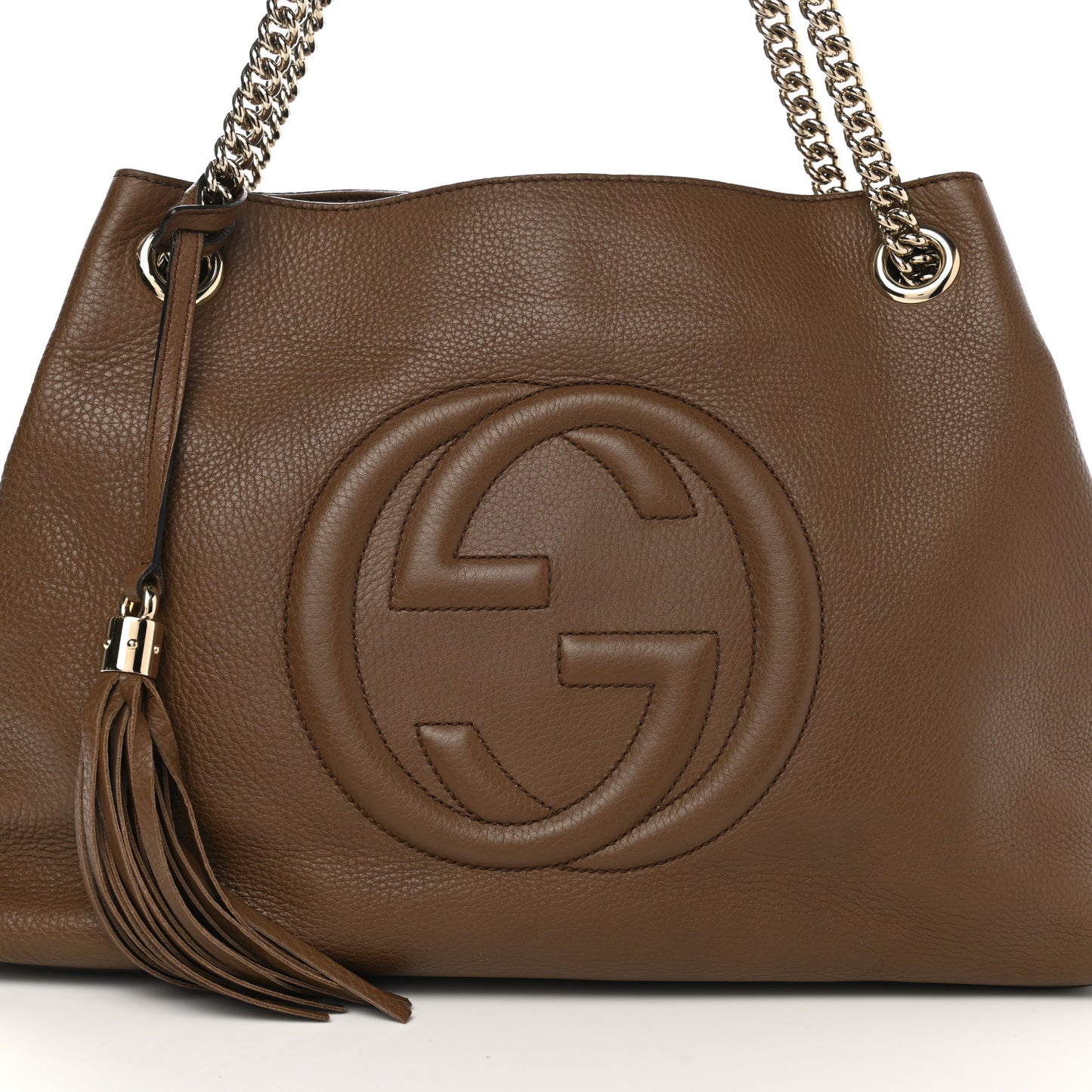 Pebbled Calfskin Medium Soho Chain Shoulder Bag Maple Brown