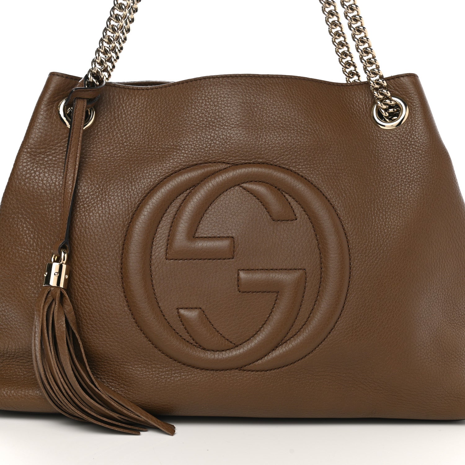Gucci Pebbled Calfskin Medium Soho Chain Shoulder Bag Maple Brown 8 of 11
