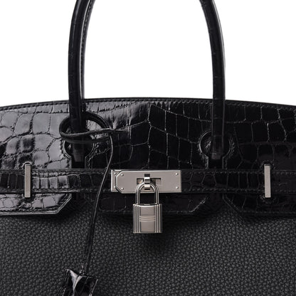 Hermes Togo Shiny Niloticus Crocodile Birkin Touch 30 Black 10 of 11
