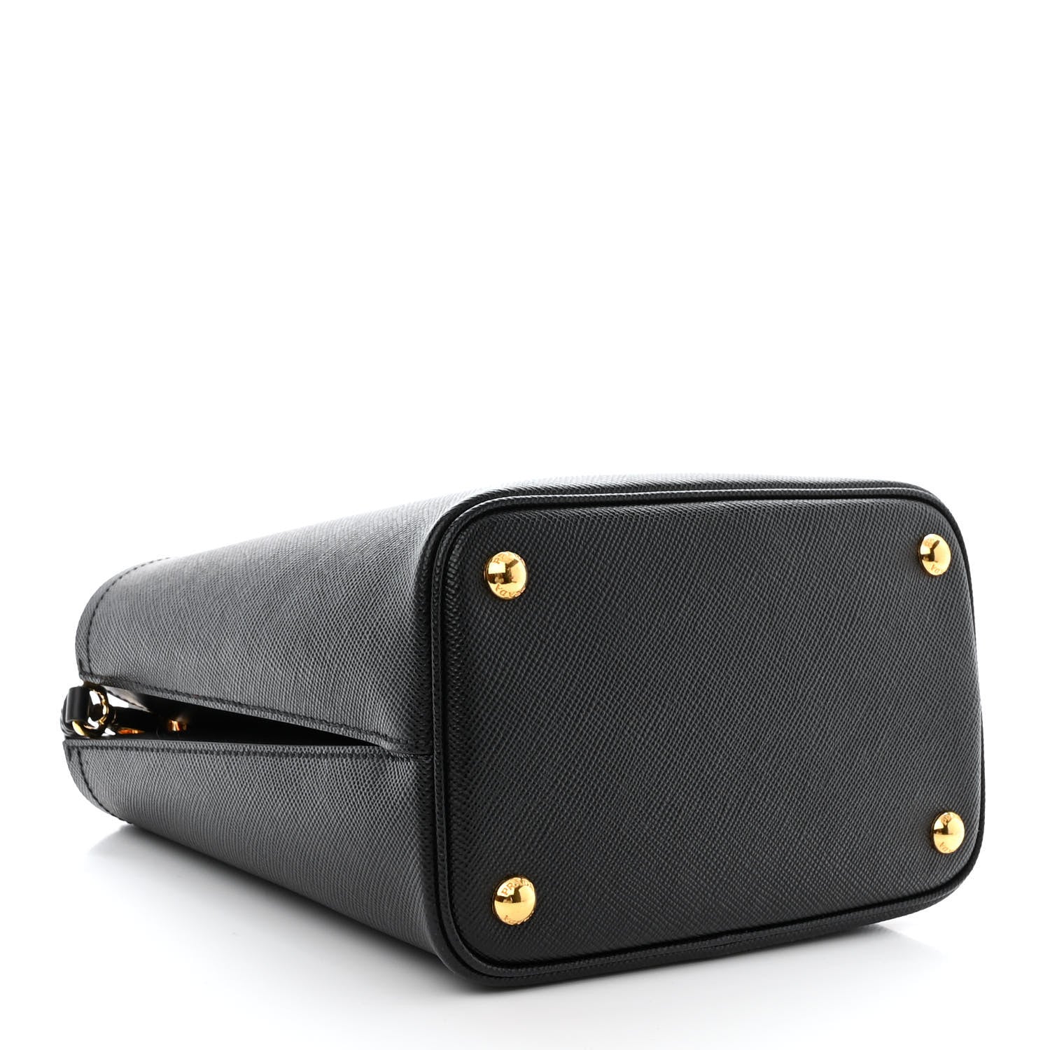 Prada Saffiano Cuir Medium Panier Bucket Bag Black Fuoco 4 of 11