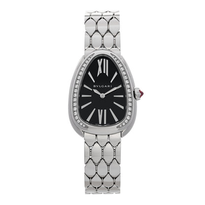 Bulgari Stainless Steel Diamond Bezel 25mm Serpenti Seduttori Quartz Watch Black 1 of 5
