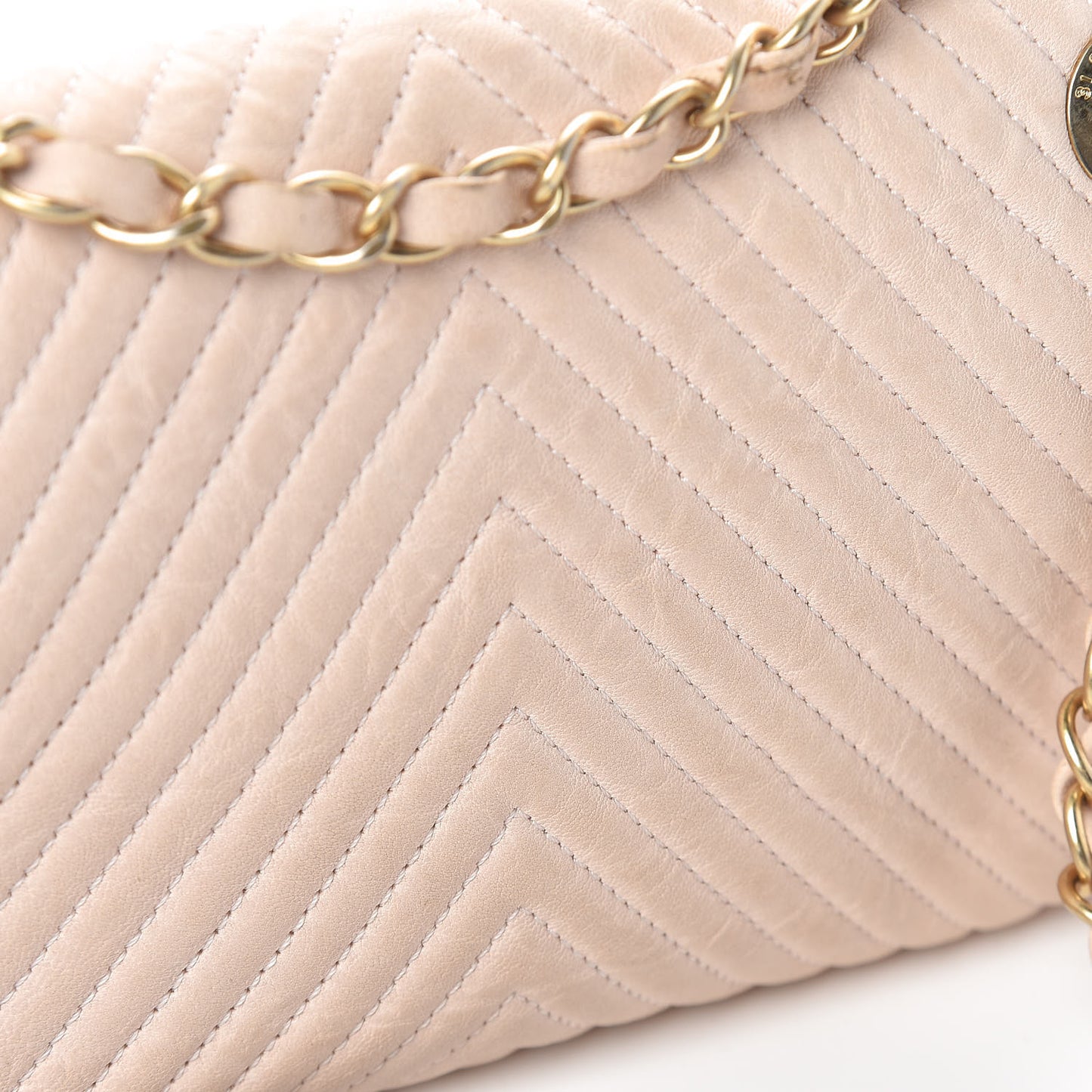 Calfskin Chevron Small Surpique Flap Ivory