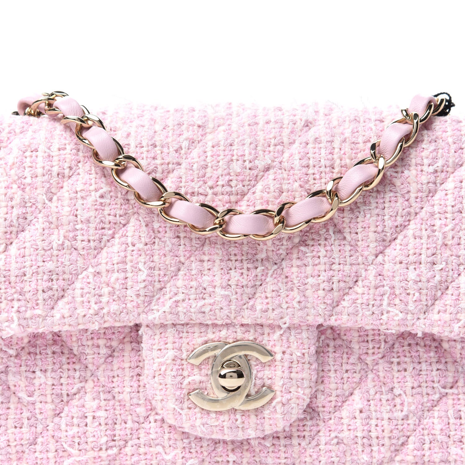 Chanel Tweed Quilted Mini Rectangular Flap Pink 10 of 10