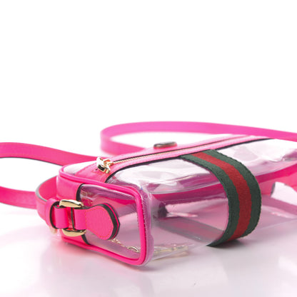 Gucci Vinyl Web Mini Ophidia Transparent Shoulder Bag Fluorescent Fuchsia 9 of 11