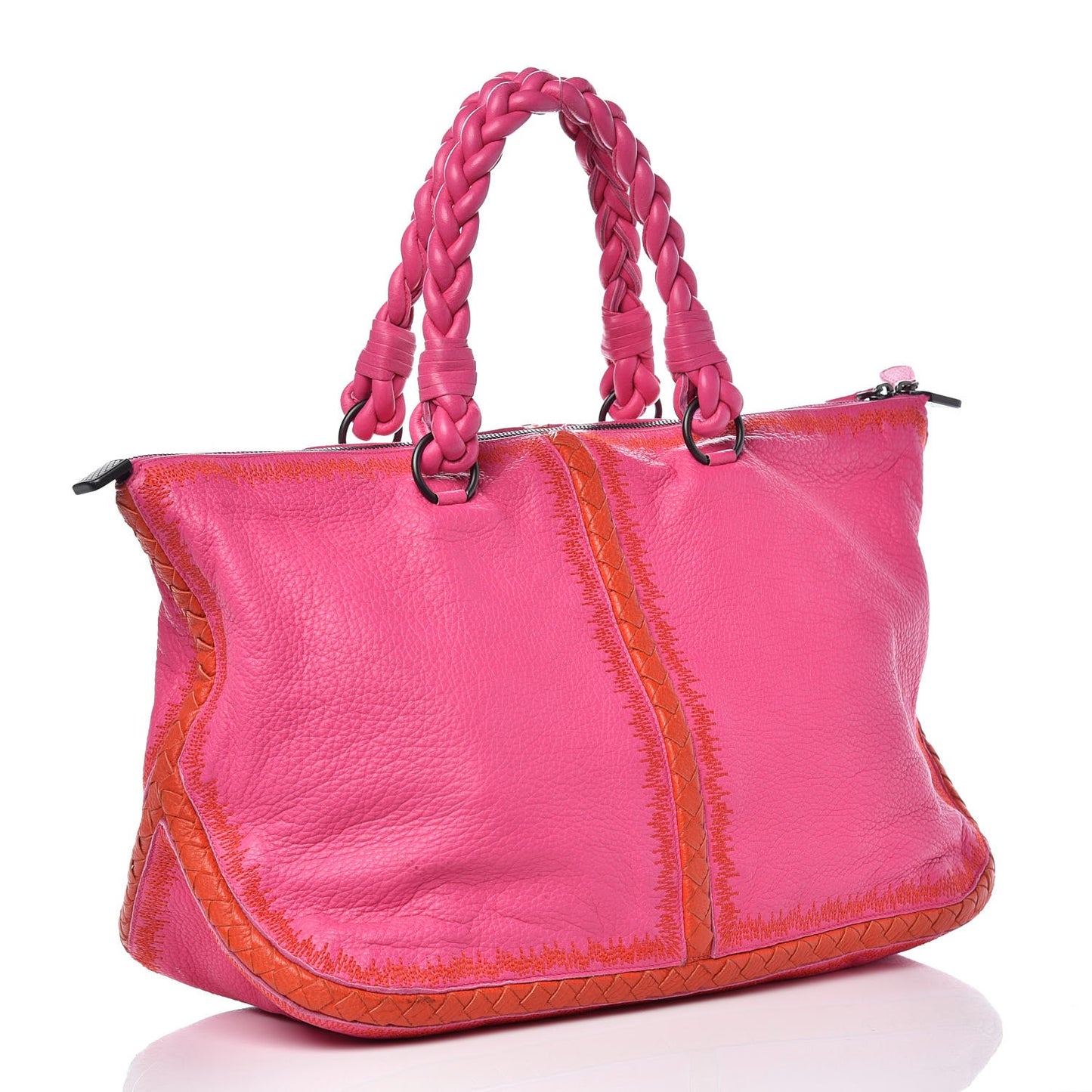 Washed Cervo Deerskin Braided Tote Fire Shock