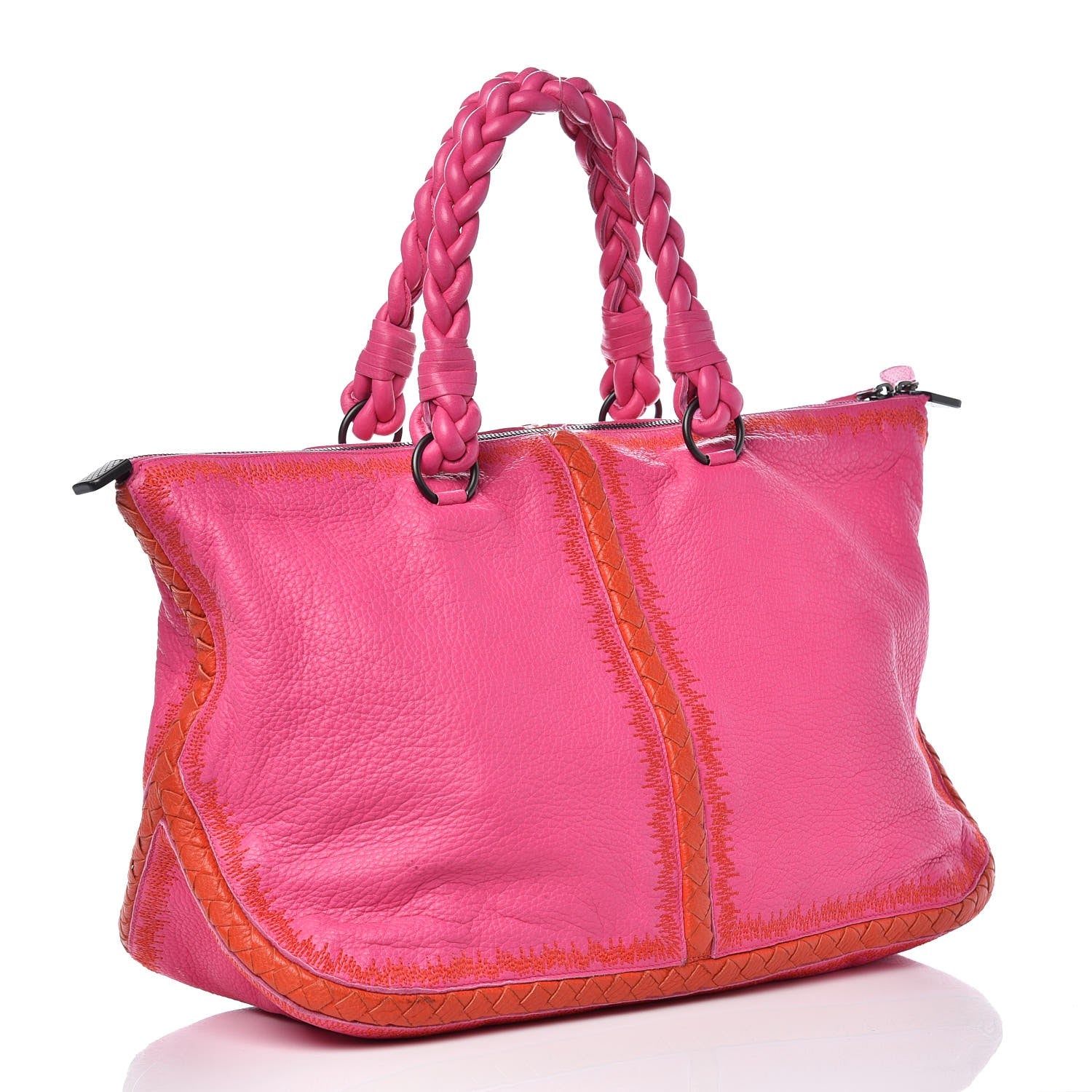 Bottega Veneta Washed Cervo Deerskin Braided Tote Fire Shock 3 of 15